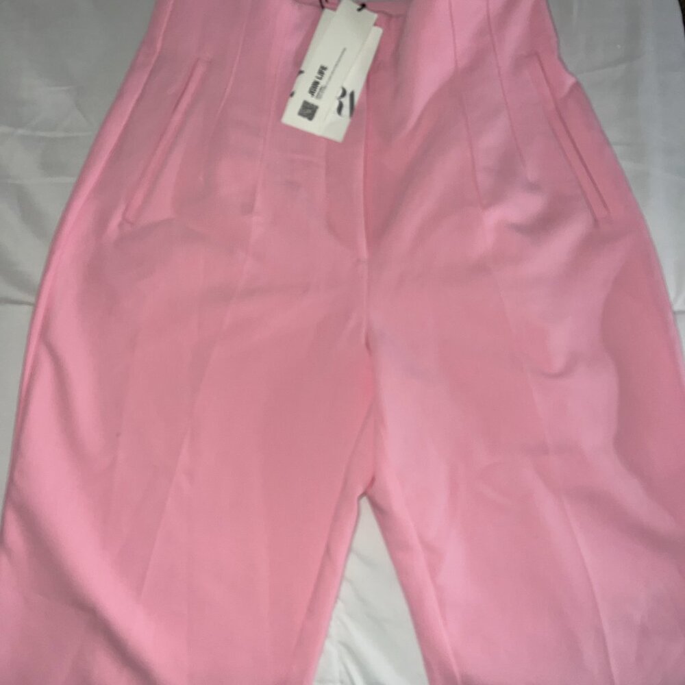 Zara High Waisted Pants in Bubble Gum Pink